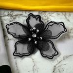 Casa si Gradina - Decoratiuni - DIY - Articole mercerie - Floare textila cu margele pentru decorare haine, diametru 8 cm, Negru - Infinity.ro