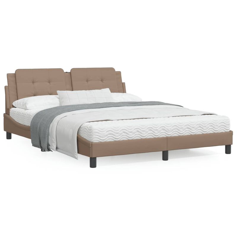 Casa si Gradina - Mobilier - Paturi si accesorii - Paturi - Cadru pat cu lumini LED, cappuccino, 160x200 cm piele ecologica - Infinity.ro