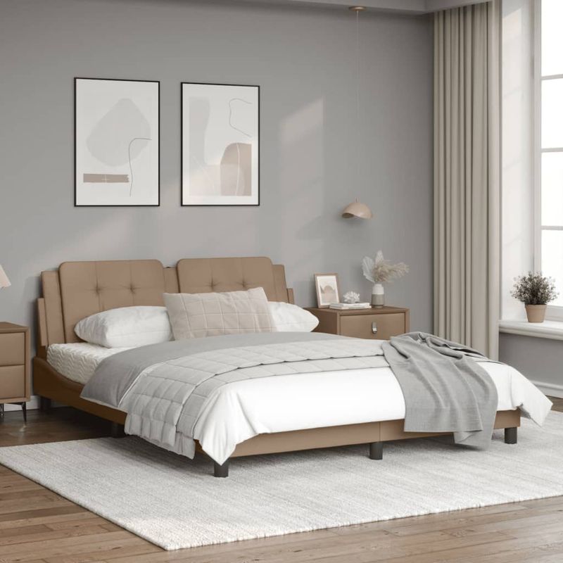 Casa si Gradina - Mobilier - Paturi si accesorii - Paturi - Cadru pat cu lumini LED, cappuccino, 160x200 cm piele ecologica - Infinity.ro