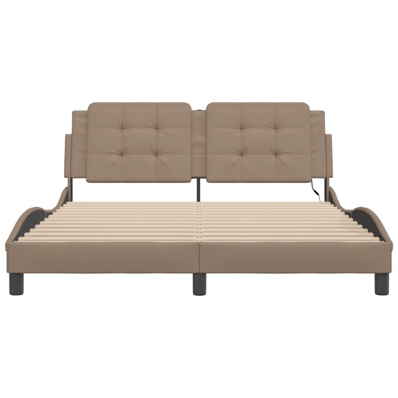Casa si Gradina - Mobilier - Paturi si accesorii - Paturi - Cadru pat cu lumini LED, cappuccino, 160x200 cm piele ecologica - Infinity.ro