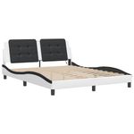 Casa si Gradina - Mobilier - Paturi si accesorii - Paturi - Cadru de pat cu LED, alb si negru, 160x200 cm, piele ecologica - Infinity.ro