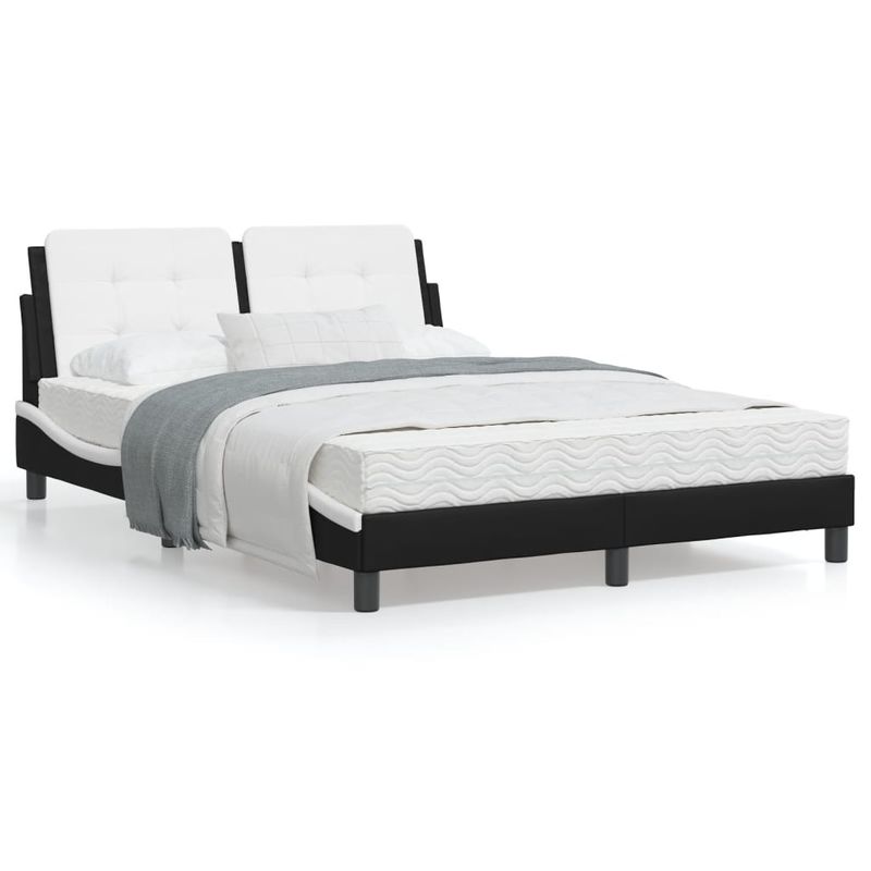 Casa si Gradina - Mobilier - Paturi si accesorii - Paturi - Cadru de pat cu tablie, negru/alb, 120x200 cm, piele ecologica - Infinity.ro