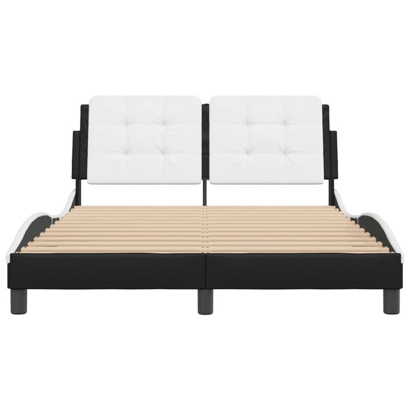 Casa si Gradina - Mobilier - Paturi si accesorii - Paturi - Cadru de pat cu tablie, negru/alb, 120x200 cm, piele ecologica - Infinity.ro