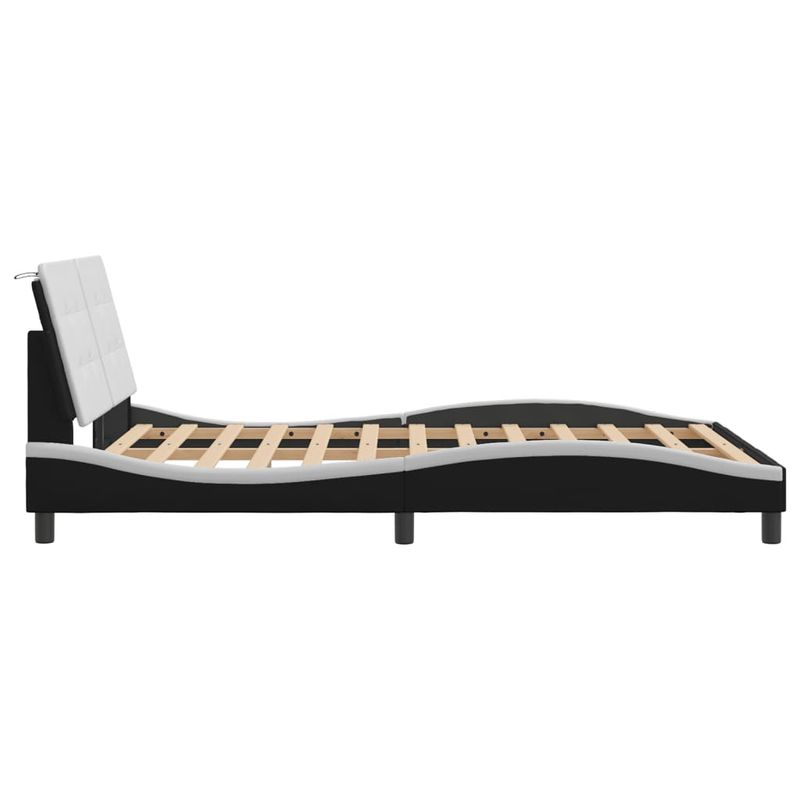 Casa si Gradina - Mobilier - Paturi si accesorii - Paturi - Cadru de pat cu tablie, negru/alb, 120x200 cm, piele ecologica - Infinity.ro