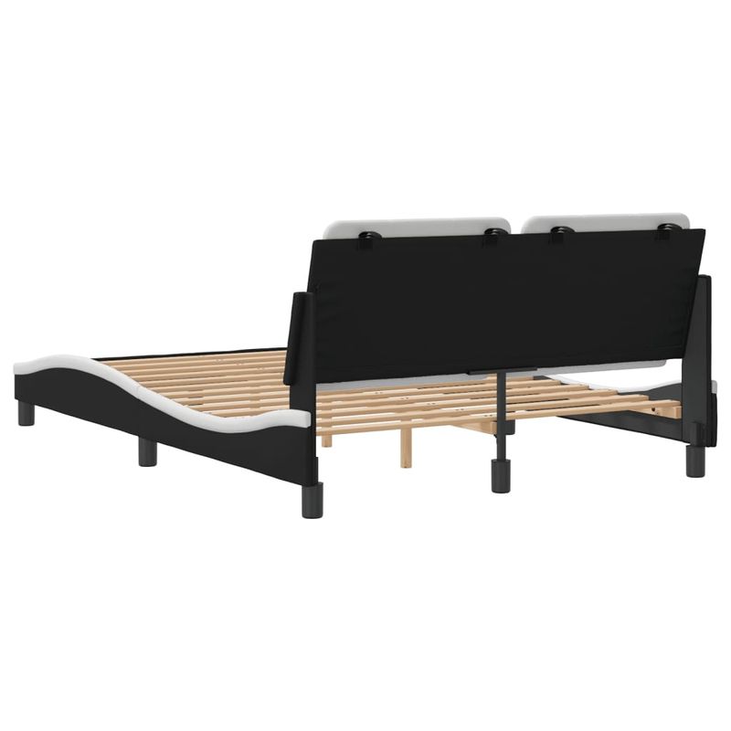 Casa si Gradina - Mobilier - Paturi si accesorii - Paturi - Cadru de pat cu tablie, negru/alb, 120x200 cm, piele ecologica - Infinity.ro