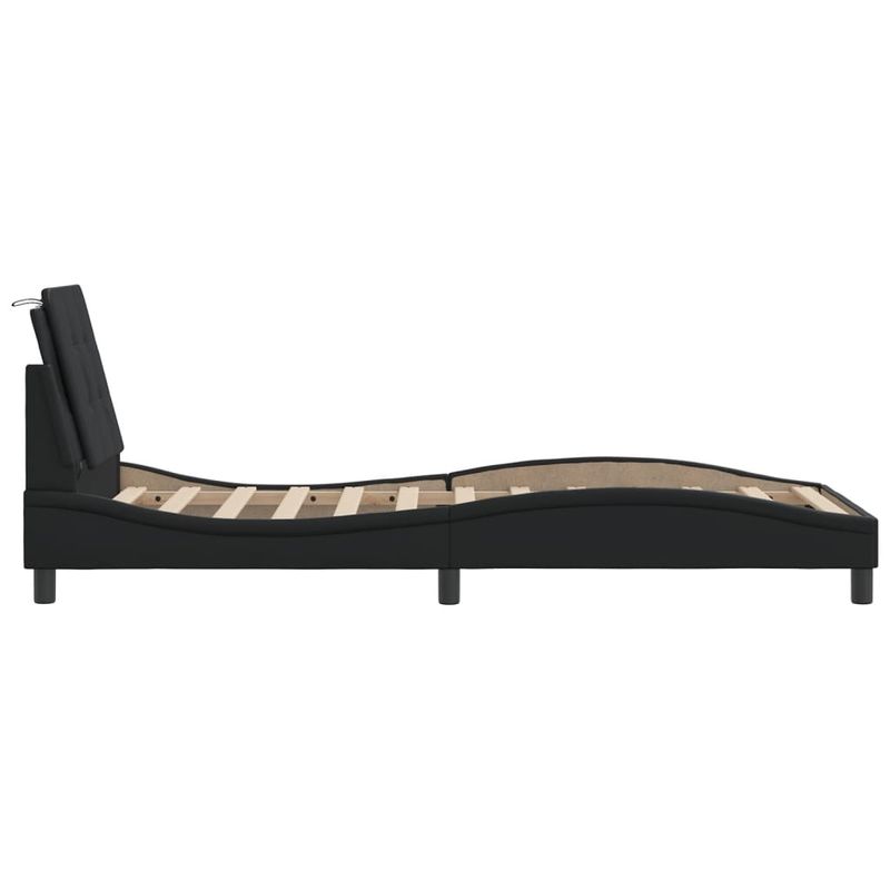 Casa si Gradina - Mobilier - Paturi si accesorii - Paturi - Cadru de pat cu tablie, negru, 100x200 cm, piele ecologica - Infinity.ro