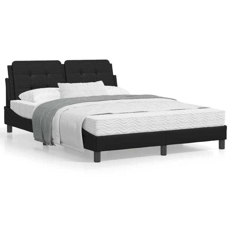 Casa si Gradina - Mobilier - Paturi si accesorii - Paturi - Cadru de pat cu tablie, negru, 140x190 cm, piele ecologica - Infinity.ro