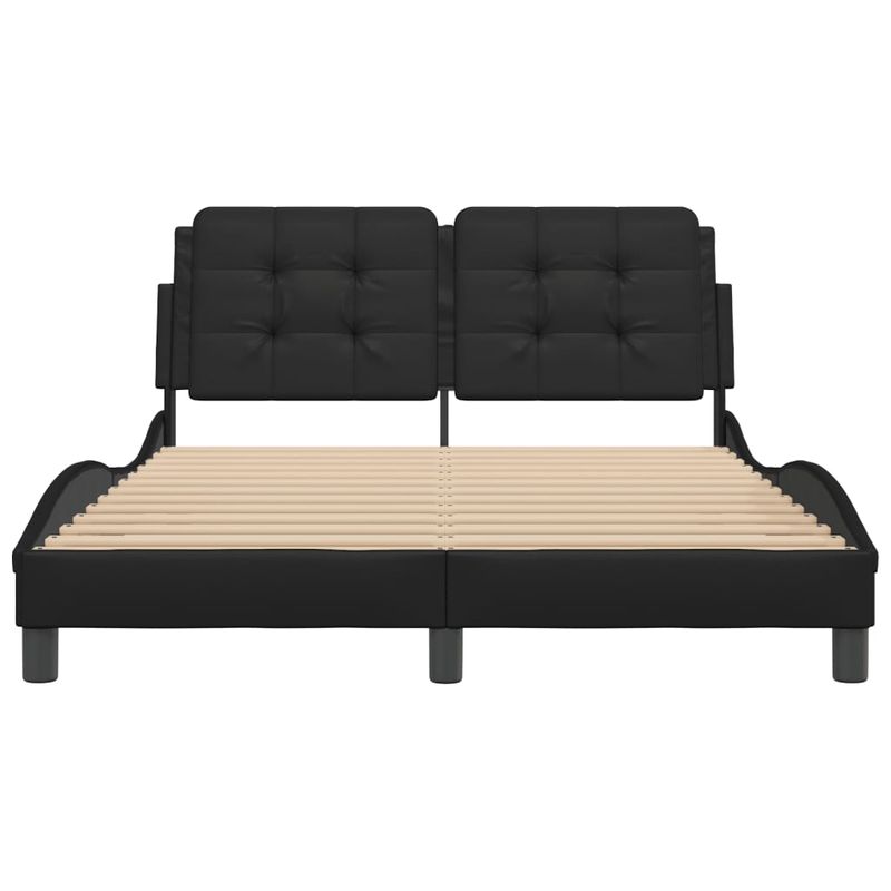 Casa si Gradina - Mobilier - Paturi si accesorii - Paturi - Cadru de pat cu tablie, negru, 140x190 cm, piele ecologica - Infinity.ro