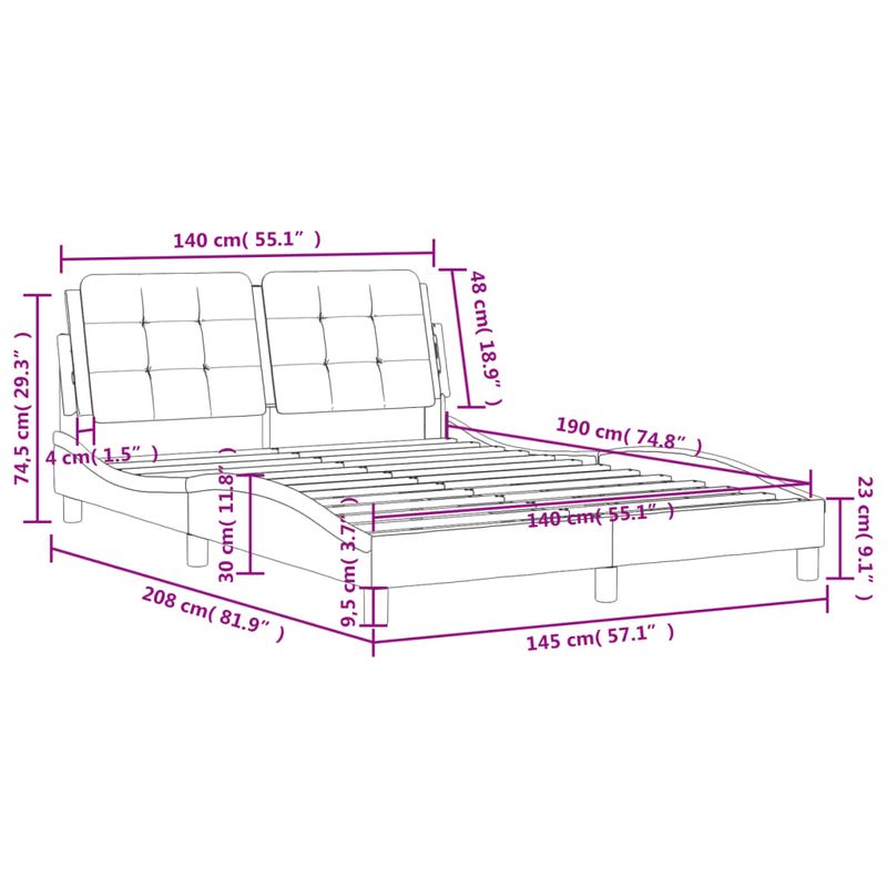 Casa si Gradina - Mobilier - Paturi si accesorii - Paturi - Cadru de pat cu tablie, negru, 140x190 cm, piele ecologica - Infinity.ro