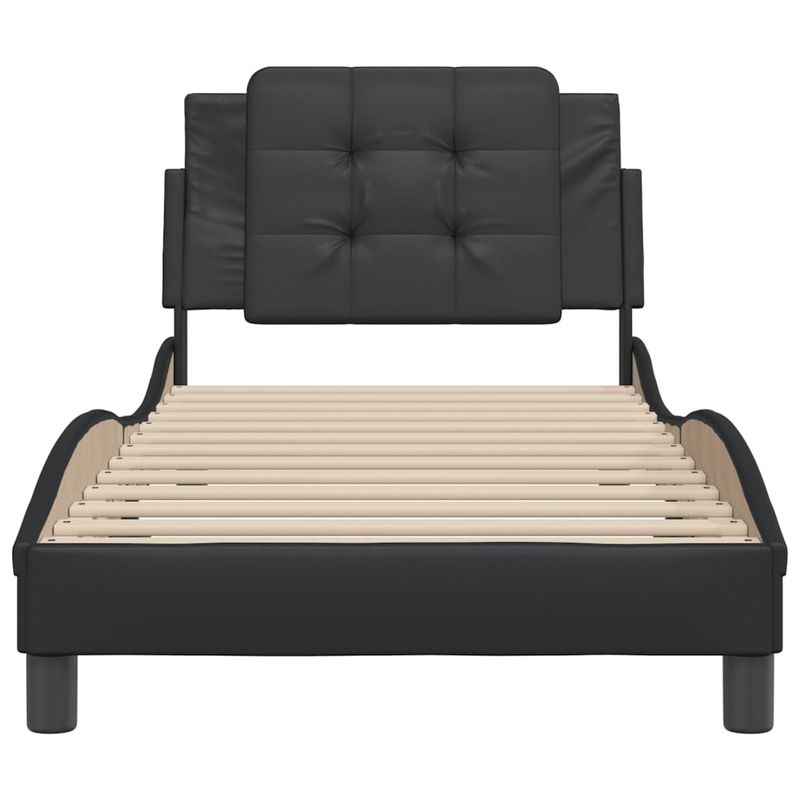 Casa si Gradina - Mobilier - Paturi si accesorii - Paturi - Cadru de pat cu tablie, negru, 90x200 cm, piele ecologica - Infinity.ro