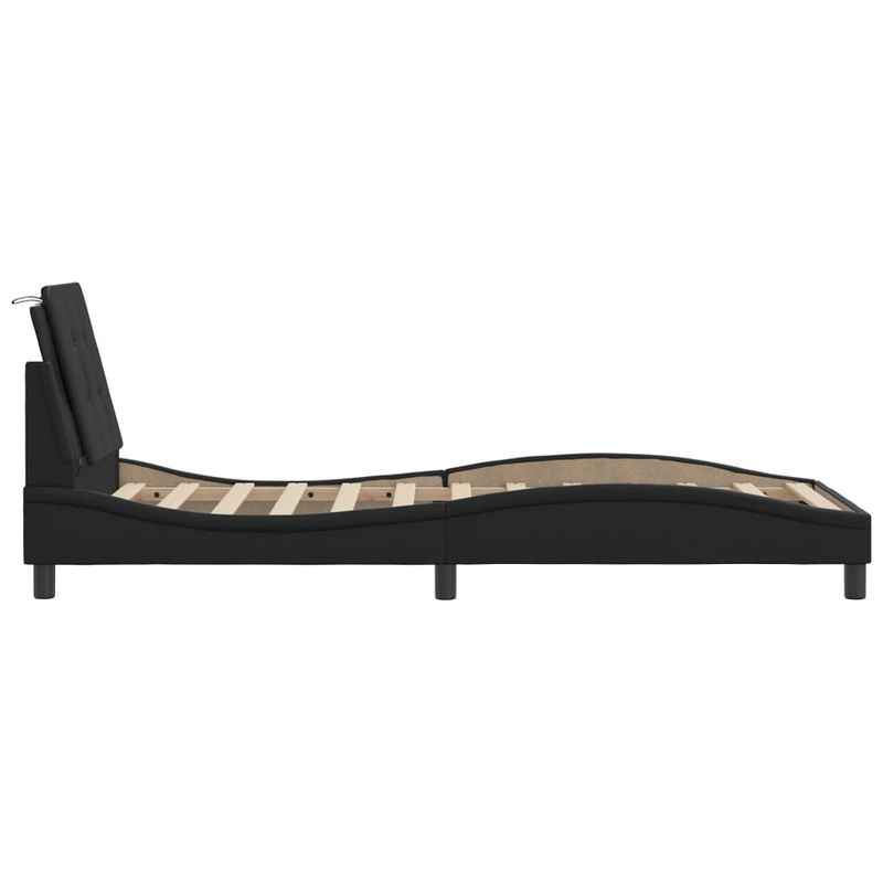 Casa si Gradina - Mobilier - Paturi si accesorii - Paturi - Cadru de pat cu tablie, negru, 90x200 cm, piele ecologica - Infinity.ro