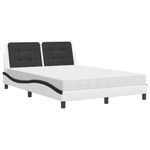 Casa si Gradina - Mobilier - Paturi si accesorii - Paturi - Pat cu saltea, alb si negru, 140x200 cm, piele ecologica - Infinity.ro