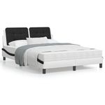 Casa si Gradina - Mobilier - Paturi si accesorii - Paturi - Pat cu saltea, alb si negru, 140x200 cm, piele ecologica - Infinity.ro