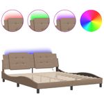 Casa si Gradina - Mobilier - Paturi si accesorii - Paturi - Cadru de pat cu LED, cappuccino, 180x200 cm, piele ecologica - Infinity.ro