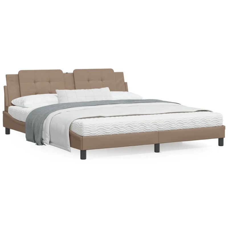 Casa si Gradina - Mobilier - Paturi si accesorii - Paturi - Cadru de pat cu LED, cappuccino, 180x200 cm, piele ecologica - Infinity.ro
