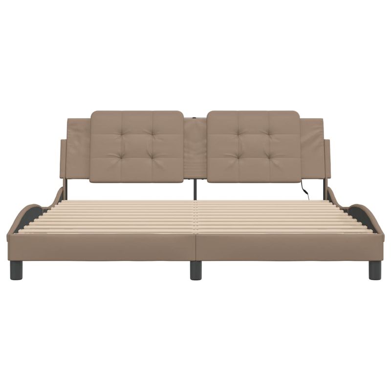 Casa si Gradina - Mobilier - Paturi si accesorii - Paturi - Cadru de pat cu LED, cappuccino, 180x200 cm, piele ecologica - Infinity.ro