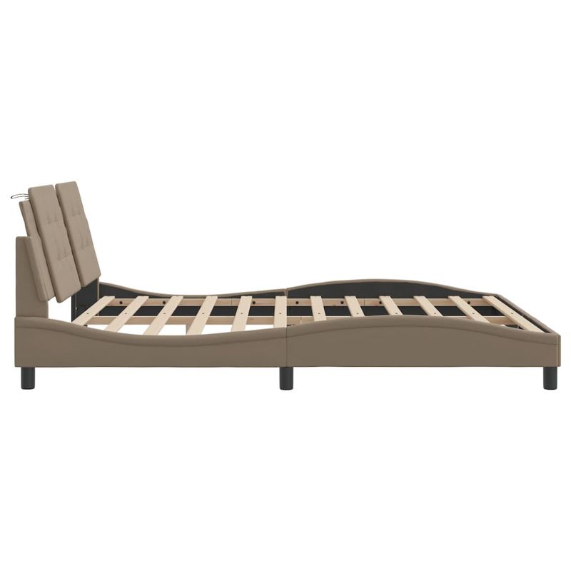Casa si Gradina - Mobilier - Paturi si accesorii - Paturi - Cadru de pat cu LED, cappuccino, 180x200 cm, piele ecologica - Infinity.ro