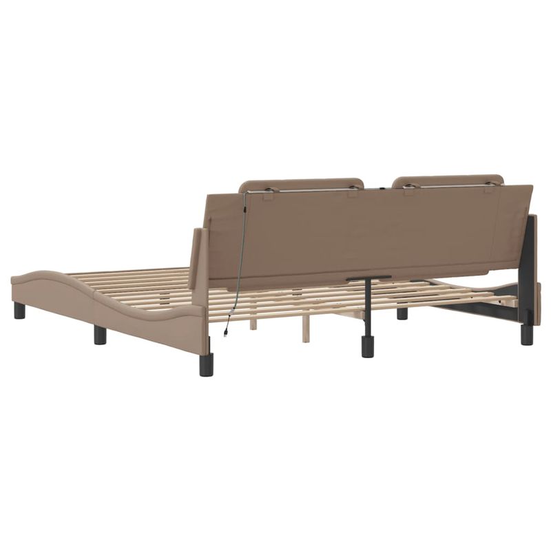 Casa si Gradina - Mobilier - Paturi si accesorii - Paturi - Cadru de pat cu LED, cappuccino, 180x200 cm, piele ecologica - Infinity.ro