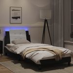 Casa si Gradina - Mobilier - Paturi si accesorii - Paturi - Cadru de pat cu lumini LED negru/alb 90x200 cm piele ecologica - Infinity.ro
