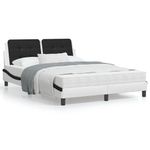 Casa si Gradina - Mobilier - Paturi si accesorii - Paturi - Cadru de pat lumini LED, alb/negru, 140x190 cm, piele ecologica - Infinity.ro