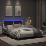 Casa si Gradina - Mobilier - Paturi si accesorii - Paturi - Cadru de pat lumini LED, alb/negru, 140x190 cm, piele ecologica - Infinity.ro