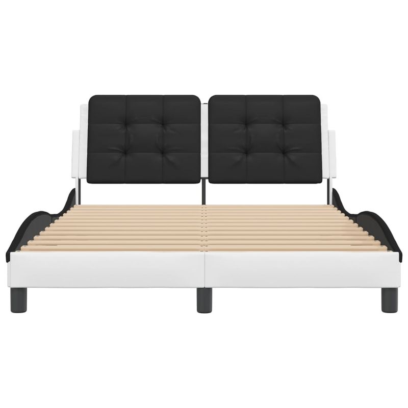 Casa si Gradina - Mobilier - Paturi si accesorii - Paturi - Cadru de pat lumini LED, alb/negru, 140x190 cm, piele ecologica - Infinity.ro