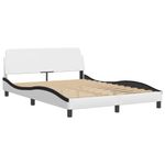 Casa si Gradina - Mobilier - Paturi si accesorii - Paturi - Cadru de pat lumini LED, alb/negru, 140x190 cm, piele ecologica - Infinity.ro