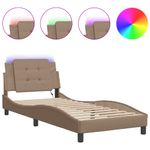 Casa si Gradina - Mobilier - Paturi si accesorii - Paturi - Cadru de pat cu lumini LED cappuccino 80x200 cm piele ecologica - Infinity.ro