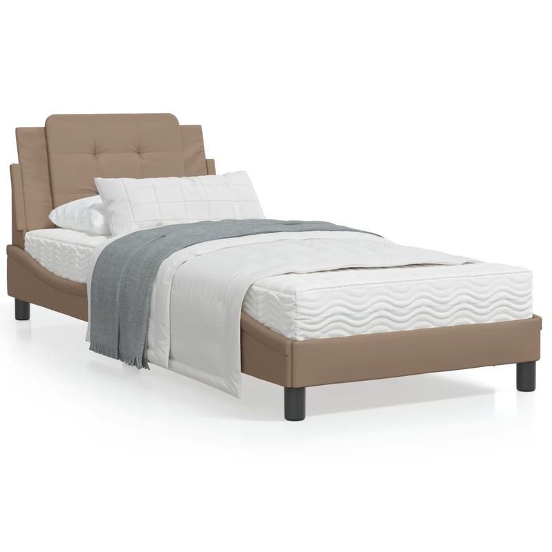 Casa si Gradina - Mobilier - Paturi si accesorii - Paturi - Cadru de pat cu lumini LED cappuccino 80x200 cm piele ecologica - Infinity.ro