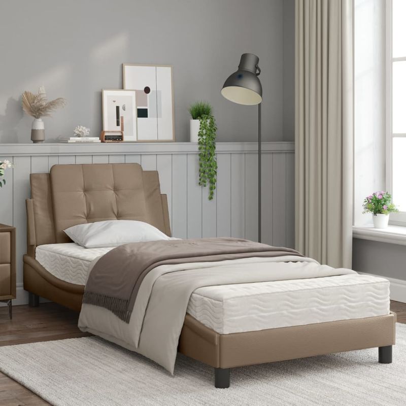 Casa si Gradina - Mobilier - Paturi si accesorii - Paturi - Cadru de pat cu lumini LED cappuccino 80x200 cm piele ecologica - Infinity.ro