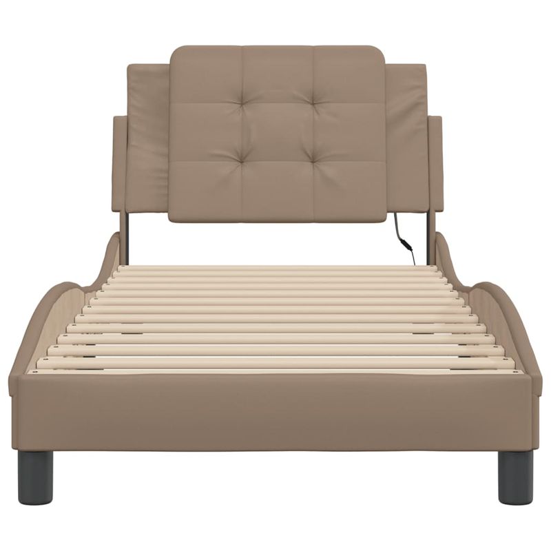 Casa si Gradina - Mobilier - Paturi si accesorii - Paturi - Cadru de pat cu lumini LED cappuccino 80x200 cm piele ecologica - Infinity.ro