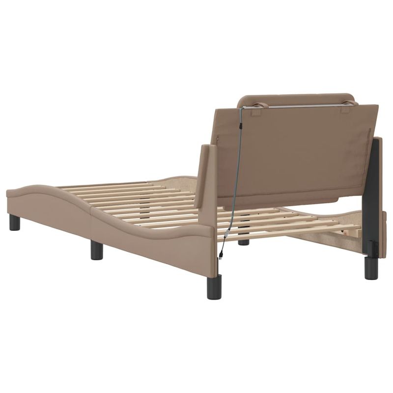 Casa si Gradina - Mobilier - Paturi si accesorii - Paturi - Cadru de pat cu lumini LED cappuccino 80x200 cm piele ecologica - Infinity.ro