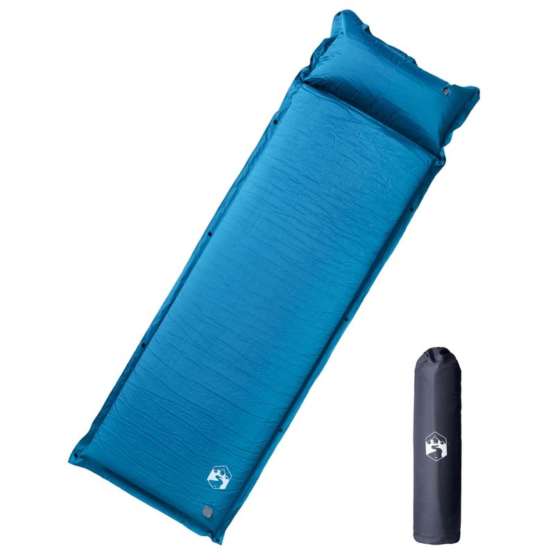 Sport si Outdoor/Camping/Saltele si accesorii pentru somn/Saltele camping - Saltea de camping auto-gonflabila, cu perna integrata, turcoaz - Infinity.ro