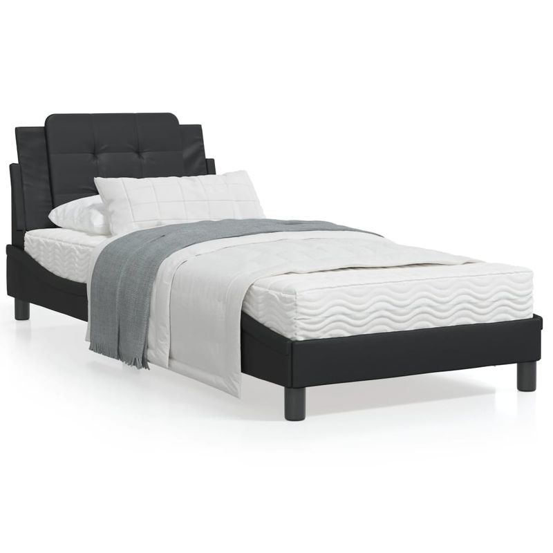 Casa si Gradina - Mobilier - Paturi si accesorii - Paturi - Pat cu saltea, negru, 100x200 cm, piele ecologica - Infinity.ro