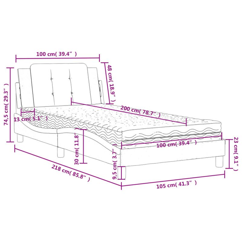 Casa si Gradina - Mobilier - Paturi si accesorii - Paturi - Pat cu saltea, negru, 100x200 cm, piele ecologica - Infinity.ro