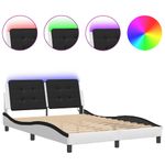 Casa si Gradina - Mobilier - Paturi si accesorii - Paturi - Cadru de pat cu LED, alb si negru, 140x200 cm, piele ecologica - Infinity.ro