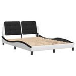 Casa si Gradina - Mobilier - Paturi si accesorii - Paturi - Cadru de pat cu LED, alb si negru, 140x200 cm, piele ecologica - Infinity.ro