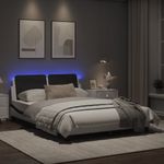 Casa si Gradina - Mobilier - Paturi si accesorii - Paturi - Cadru de pat cu LED, alb si negru, 140x200 cm, piele ecologica - Infinity.ro