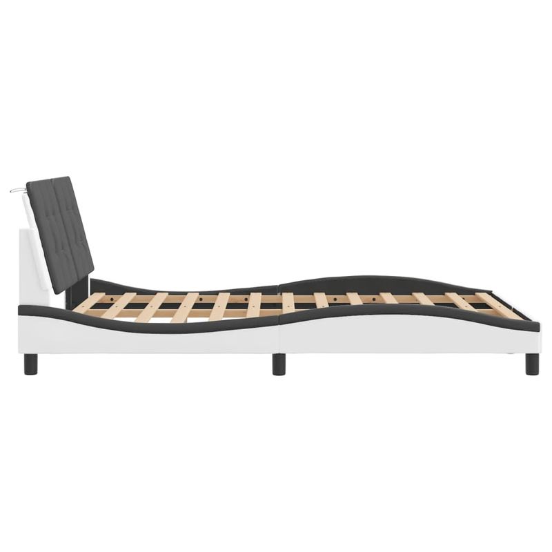 Casa si Gradina - Mobilier - Paturi si accesorii - Paturi - Cadru de pat cu LED, alb si negru, 140x200 cm, piele ecologica - Infinity.ro