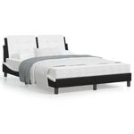 Casa si Gradina - Mobilier - Paturi si accesorii - Paturi - Cadru de pat cu tablie, negru/alb, 140x200 cm, piele ecologica - Infinity.ro