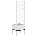 Casa si Gradina - Gradinarit si plante - Plante si ghivece - Ghivece si suporturi - Jardiniera de gradina cu spalier, alb, 40x40x142 cm, PP - Infinity.ro