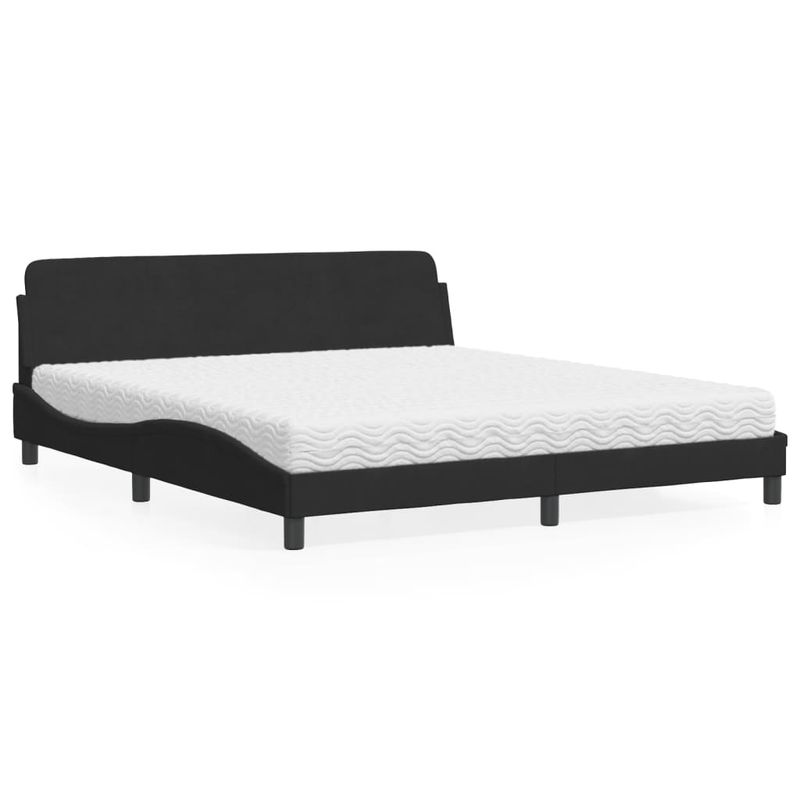 Casa si Gradina - Mobilier - Paturi si accesorii - Paturi - Pat cu saltea, negru, 180x200 cm, catifea - Infinity.ro