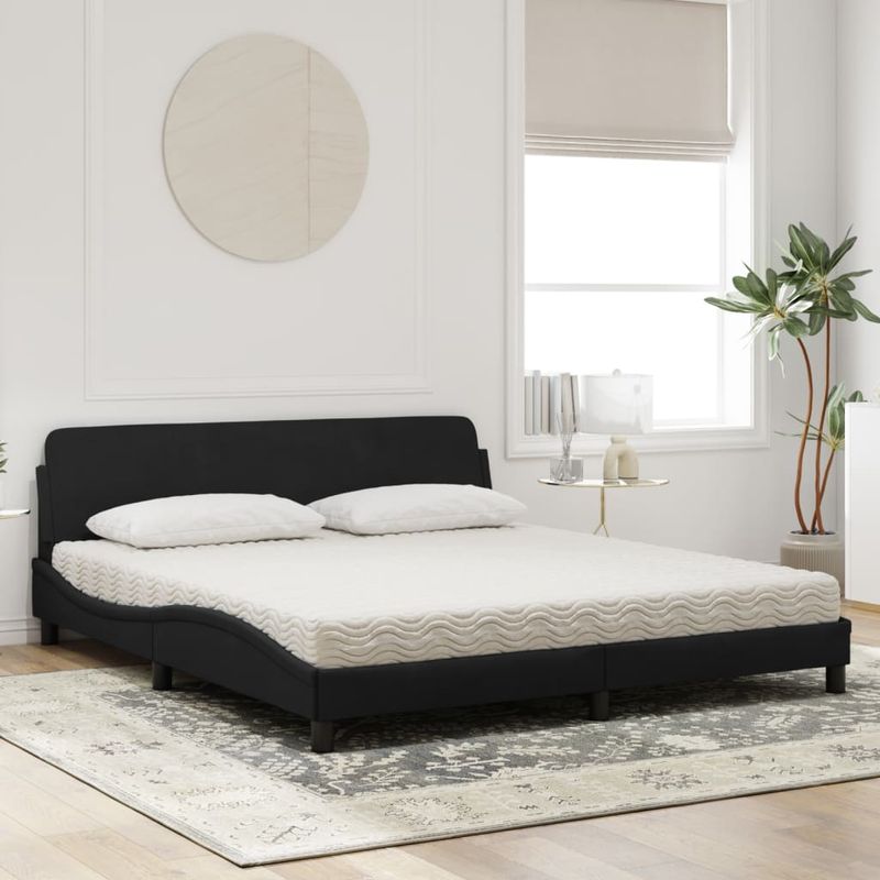 Casa si Gradina - Mobilier - Paturi si accesorii - Paturi - Pat cu saltea, negru, 180x200 cm, catifea - Infinity.ro