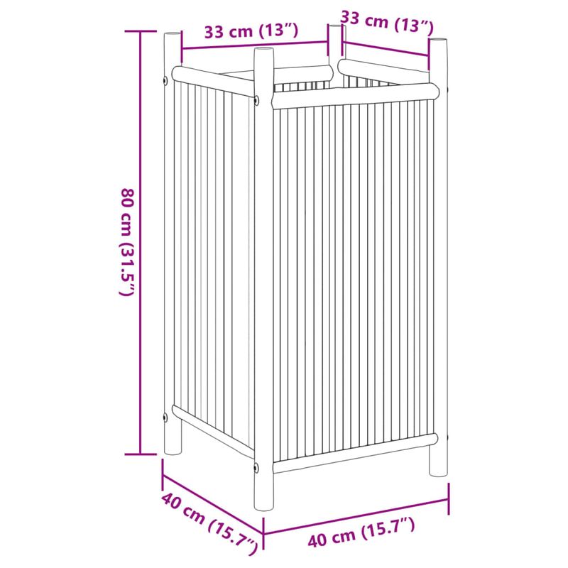Casa si Gradina - Gradinarit si plante - Plante si ghivece - Ghivece si suporturi - Jardiniera, 40x40x80 cm, bambus - Infinity.ro