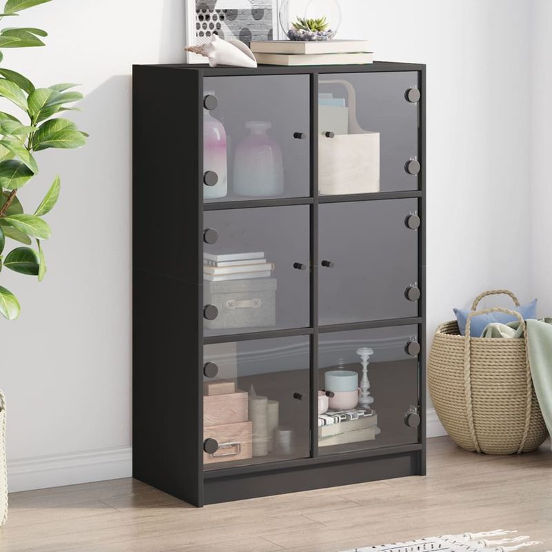 Casa si Gradina - Mobilier - Comode si corpuri - Corpuri bucatarie - Dulapuri inalte cu usi, negru, 68x37x109 cm, lemn prelucrat - Infinity.ro