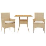 Casa si Gradina - Gradina si terasa - Mobilier exterior - Seturi mobila gradina - Set mobilier gradina cu perne 3 piese bej poliratan/lemn acacia - Infinity.ro