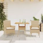 Casa si Gradina - Gradina si terasa - Mobilier exterior - Seturi mobila gradina - Set mobilier gradina cu perne 3 piese bej poliratan/lemn acacia - Infinity.ro