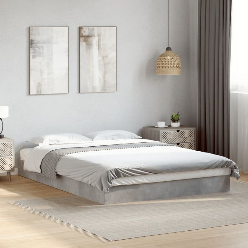 Casa si Gradina - Mobilier - Paturi si accesorii - Paturi - Cadru de pat, gri beton, 140x200 cm, lemn prelucrat - Infinity.ro