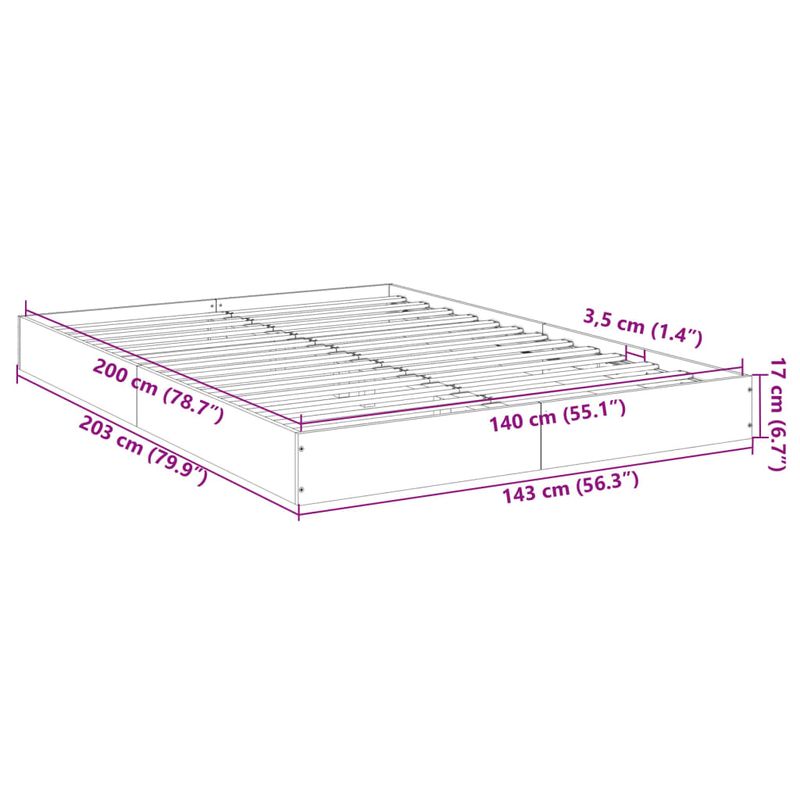 Casa si Gradina - Mobilier - Paturi si accesorii - Paturi - Cadru de pat, gri beton, 140x200 cm, lemn prelucrat - Infinity.ro