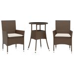 Casa si Gradina - Gradina si terasa - Mobilier exterior - Seturi mobila gradina - Set mobilier de gradina cu perne 3 piese maro poliratan&sticla - Infinity.ro